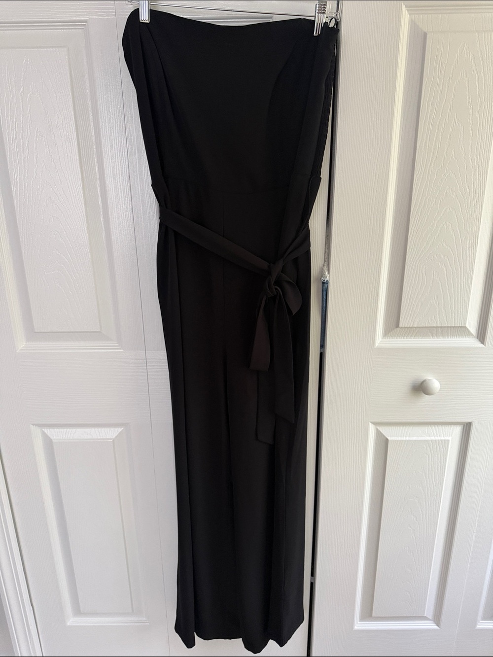 LOFT Classic Black Strapless JumpSuit with Waist Tie Size 14